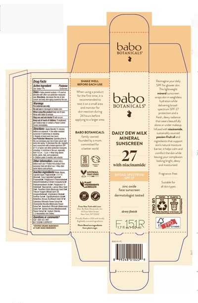 Babo Botanical Dew Milk Sunscreen (Babo Botanicals Mineral Sunscreen)
